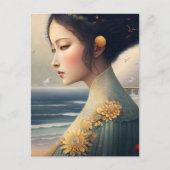 Vrouw aan de Shore Briefkaart (Voorkant)