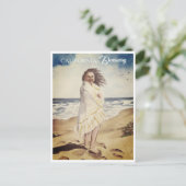 Vrouw aan de strand briefkaart (Staand voorkant)