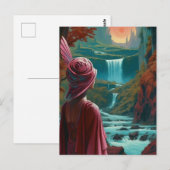Vrouw aan de waterval briefkaart (Voorkant / Achterkant)