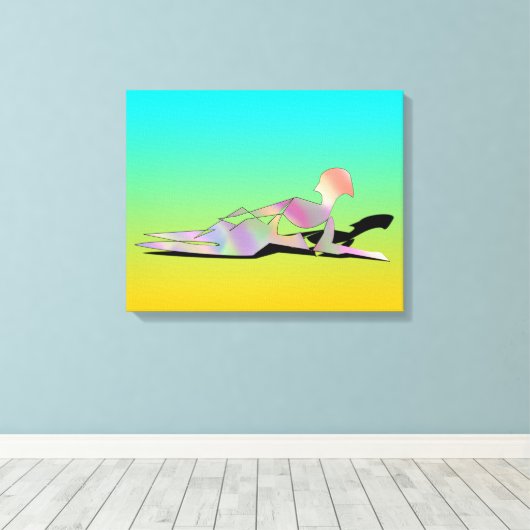 Vrouw aan een strand canvas afdruk (Insitu (Houten vloer))