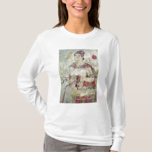 Vrouw aan haar toilet, detail van een begrafenis t-shirt