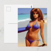 Vrouw aan het Briefkaart van de Beach (Voorkant / Achterkant)