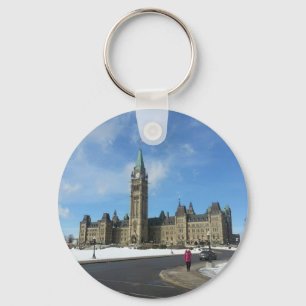 Vrouw aan het Canadese parlement in Ottawa Sleutelhanger