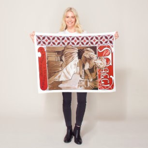 Vrouw aan het koken, Alphonse Mucha Fleece Deken