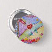 vrouw aan het raam kijkt lomp liefde ronde button 5,7 cm (Voorkant /achterkant)