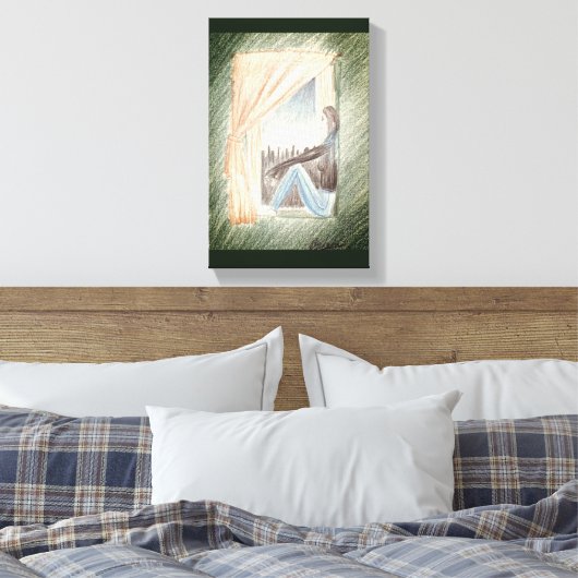 "Vrouw aan het raam" kunst op doek Canvas Afdruk (Insitu (Slaapkamer))
