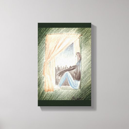 "Vrouw aan het raam" kunst op doek Canvas Afdruk (Voorkant)