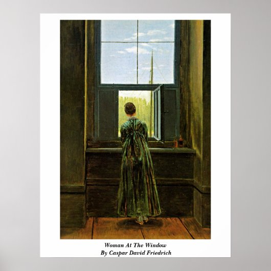 Vrouw aan het raam van Caspar David Friedrich Poster (Voorkant)
