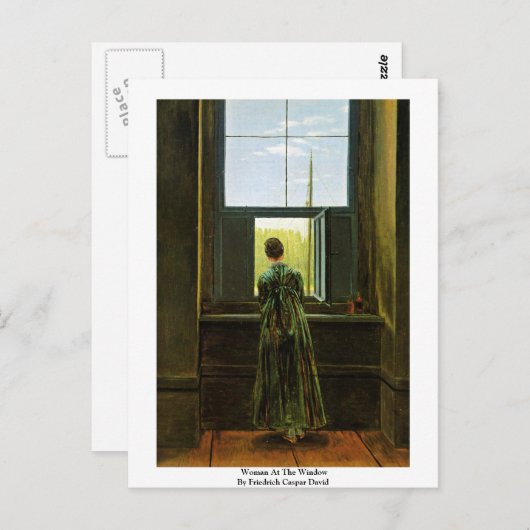 Vrouw aan het raam van Friedrich Caspar David Briefkaart (Voorkant / Achterkant)