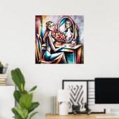 Vrouw aan kleedtafel Moderne Abstracte schoonheids Poster (Thuiskantoor)