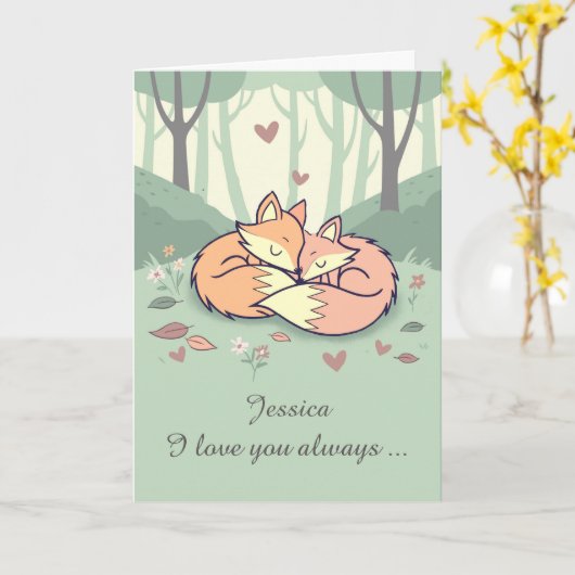 Vrouw Aangepaste Naam Valentijn Vossen Liefde Alti Kaart (Gele Bloem)