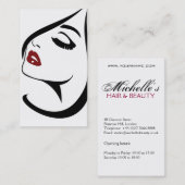 Vrouw aangezicht rode lippen lange wimpers visitekaartje (Voorkant / Achterkant)