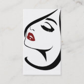 Vrouw aangezicht rode lippen lange wimpers visitekaartje (Voorkant)