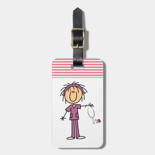 Vrouw aanvinken Afbeelding verpleegster Bagagelabel (Voorkant verticaal)