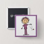 Vrouw aanvinken Afbeelding verpleegster Vierkante Button 5,1 Cm (Voorkant /achterkant)