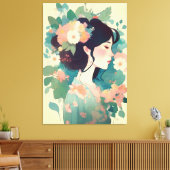 Vrouw abstract canvas afdruk (Insitu (Woonkamer))