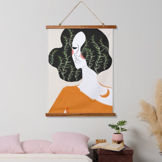 Vrouw Abstract Minimal Wall Art Print Rustiek Hangend Wandkleed (Slaapkamer)