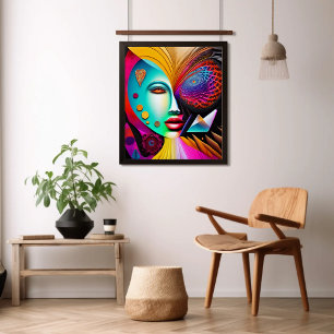 Vrouw Abstracte Spiral Ai Art Poster