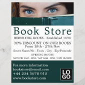 Vrouw achter Boek, boekwinkel Adverteren Flyer (Voorkant)