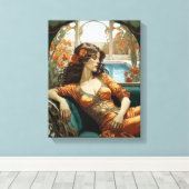 Vrouw achterover leunen - Art Nouveau stijl Canvas Afdruk (Insitu (Houten vloer))