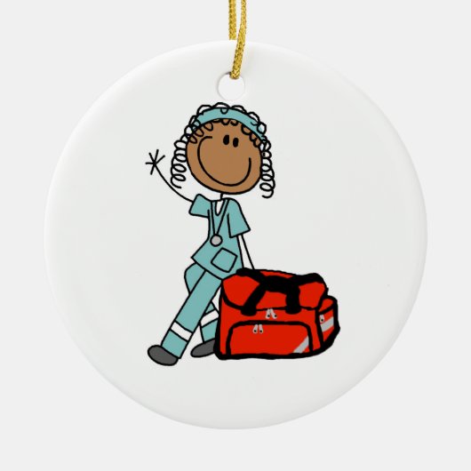 Vrouw Ademhalingstherapeut of EMT Keramisch Ornament (Voorkant)