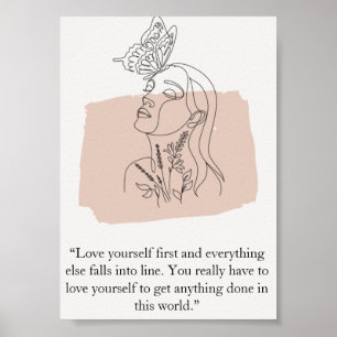 Vrouw Afbeelding één lijntekening Abstract Poster