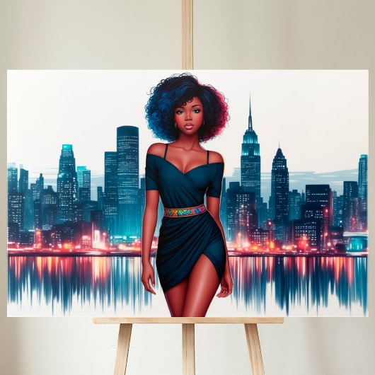 Vrouw afrikaans amerikaanse stad elegante dame jur canvas afdruk