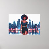 Vrouw afrikaans amerikaanse stad elegante dame jur canvas afdruk (Voorkant)