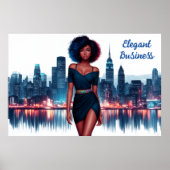 Vrouw Afrikaanse Amerikaanse stad elegante dame ju Poster (Voorkant)