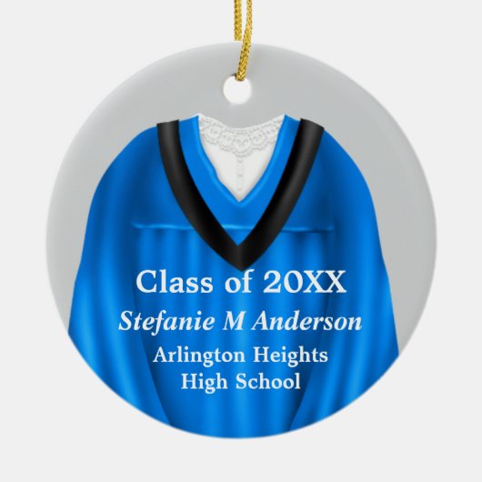 Vrouw Afstudeerder Geegenblauw en zwart Ornament (Voorkant)