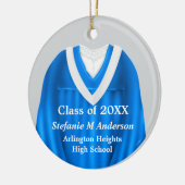 Vrouw Afstudeerder Gown Blauw en Wit Ornament (Links)