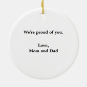 Vrouw Afstudeerder Gown Blauw en Wit Ornament (Achterkant)