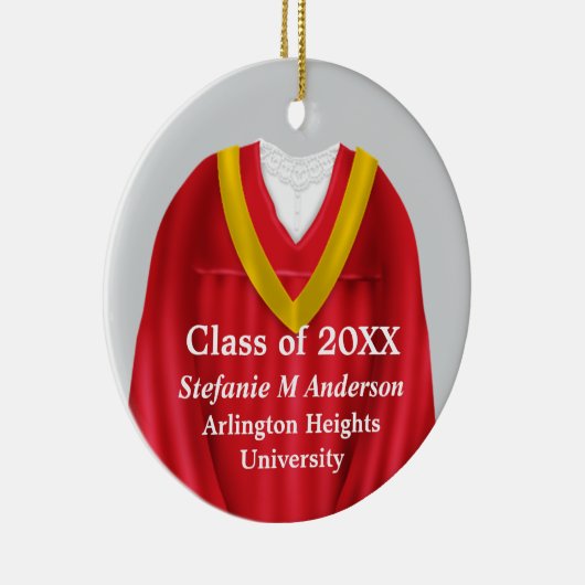 Vrouw Afstudeerder Gown Rood en Goud Ornament (Rechts)