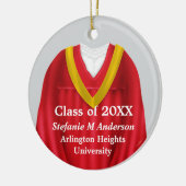 Vrouw Afstudeerder Gown Rood en Goud Ornament (Links)