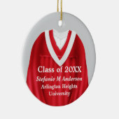 Vrouw Afstudeerder Gown Rood en Wit Ornament (Rechts)