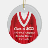 Vrouw Afstudeerder Gown Rood en Wit Ornament (Links)