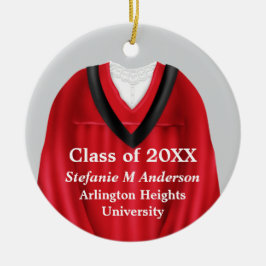 Vrouw Afstudeerder Gown Rood en Zwart Ornament