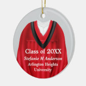 Vrouw Afstudeerder Gown Rood en Zwart Ornament (Links)