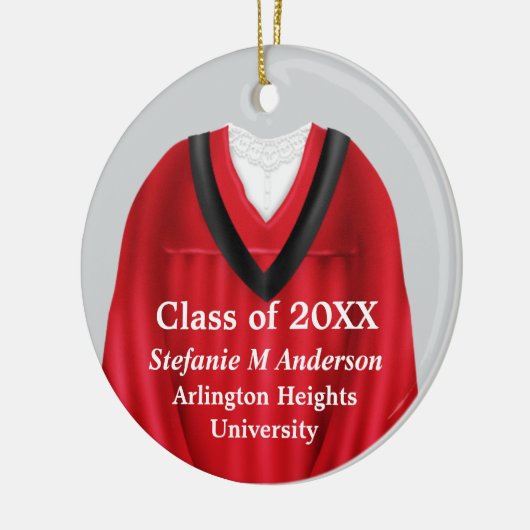 Vrouw Afstudeerder Gown Rood en Zwart Ornament (Links)