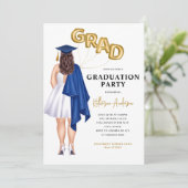 Vrouw Afstuderen uitnodiging (Staand voorkant)