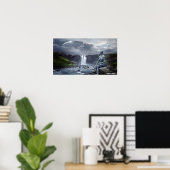 Vrouw Alien en UFO-ruimteschip grafisch Poster (Thuiskantoor)