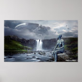 Vrouw Alien en UFO-ruimteschip grafisch Poster (Voorkant)