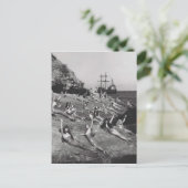  vrouw als zeemeermin op strand briefkaart (Staand voorkant)