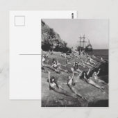  vrouw als zeemeermin op strand briefkaart (Voorkant / Achterkant)