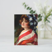 Vrouw Amerikaanse vlag 4 juli Briefkaart (Staand voorkant)