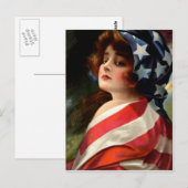 Vrouw Amerikaanse vlag 4 juli Briefkaart (Voorkant / Achterkant)