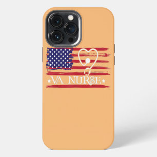 Vrouw Amerikaanse Vlag VA Verpleegster Patriottisc iPhone 13 Pro Max Hoesje