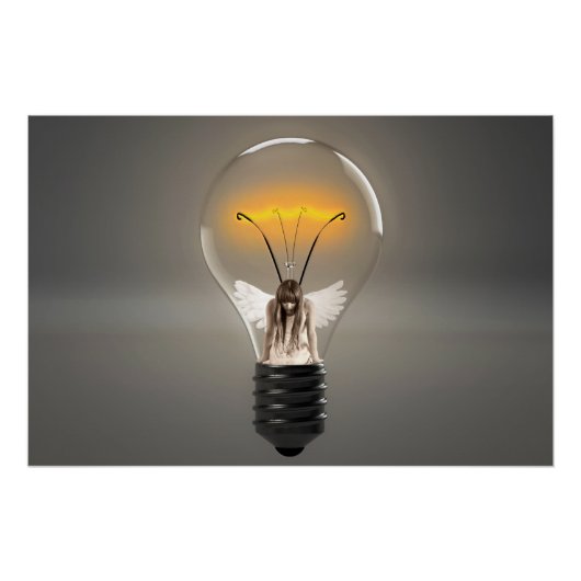 Vrouw Angel in Lightbulb Perfect Poster (Voorkant)