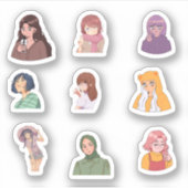 Vrouw Anime Stickers (Voorkant)