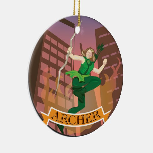 Vrouw Archer Illustration Ornament (Rechts)